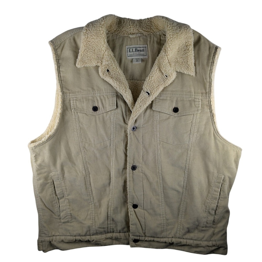 L.L.Bean Corduroy Vest Sherpa Lined Sleeveless‎ Jacket Mens XL